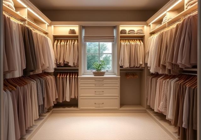 Neatly organized luxury closet