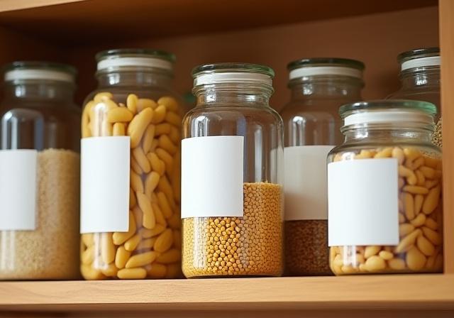 Organized pantry with decanted goods