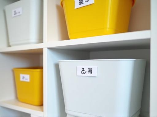 Labled toy bins and functional storage