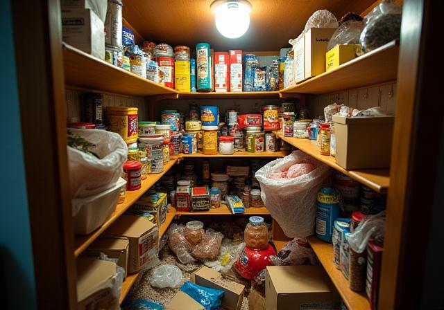 Cluttered pantry before organization